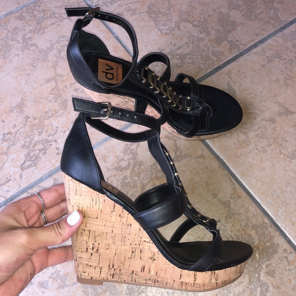 Black & Cork Wedges size 7.5